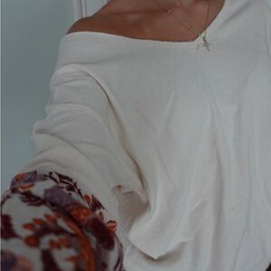Anthropology Top with Floral Sleeves